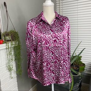 Chicos Floral Satin Blouse